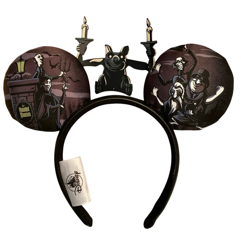NWOT Disney Parks Haunted Mansion 999 Happy Haunts Gargoyle Satin Ear Headband